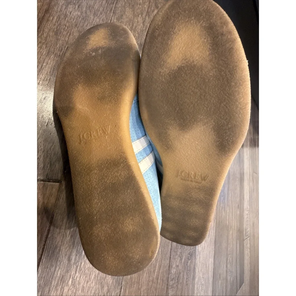 J.Crew Sneakers Women Light‎ Blue Suede Leather Made In Italy Low Top Stripe - Picture 4 of 5